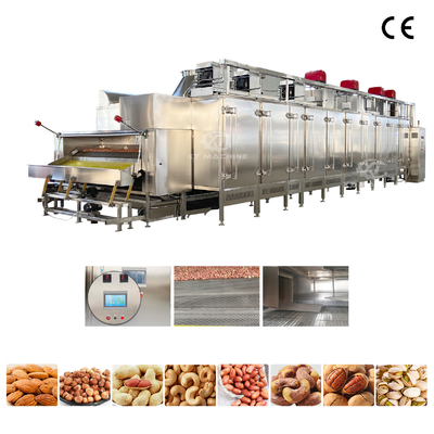 Máy rang hạt liên tục công suất lớn với tốc độ vận chuyển có thể điều chỉnh, hỗ trợ gia nhiệt bằng điện và gas