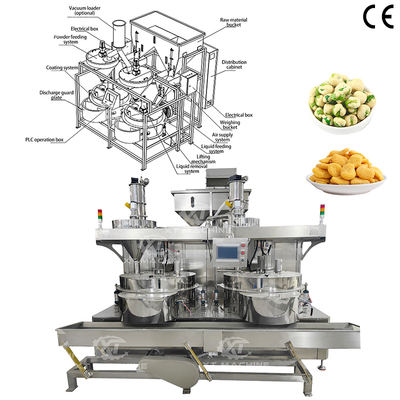 Máy tráng phủ đậu phộng hai trạm 600-800kg/h cho đồ ăn nhẹ