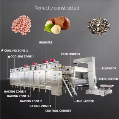 Giá tốt. Máy nướng đậu phộng liên tục SUS304 PLC Control 300-5000kg Capacity Nut Roaster trực tuyến