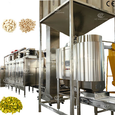 Giá tốt. Thương mại 1000kg/h-2000kg/h đậu phộng/hạt dẻo/hạt dẻo Rửa và làm trắng dây chuyền sản xuất thép không gỉ 304 Xây dựng trực tuyến