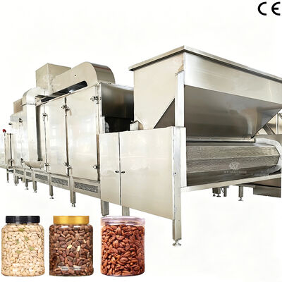 300kg/h-500kg/h Máy rang hạt liên tục đa chức năng Máy rang hạt điều có điều khiển PLC để nướng các loại hạt