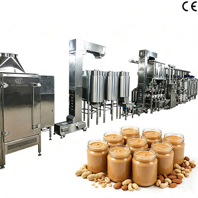 Línea automática para mantequilla de cacahuete crujiente và mantequilla de almendra multisabor, procesamiento de frutos secos