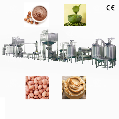 Giá tốt. Dây chuyền sản xuất bơ đậu phộng tự động hoàn toàn SS304 với công suất 500-2000kg/h để làm bột nhão từ các loại hạt trực tuyến